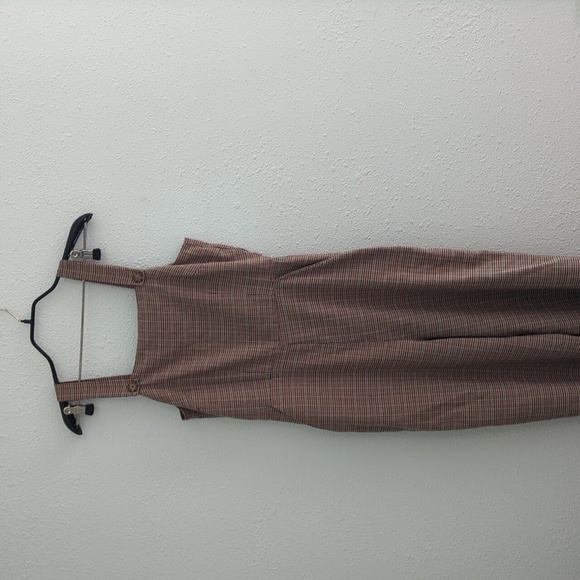 Gypsies & Moondust Jumpsuit Houndstooth Plaid Pockets Tan Academia Boho - Picture 2 of 11